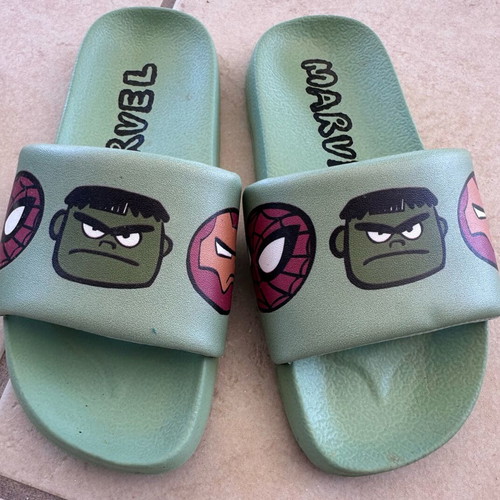 H&M Marvel slides like new, green, size 28-29