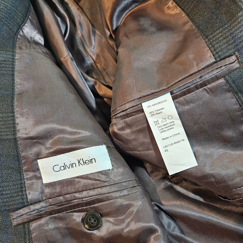 Authentic Calvin Klein men's brown jacket with stripe pattern size L like new