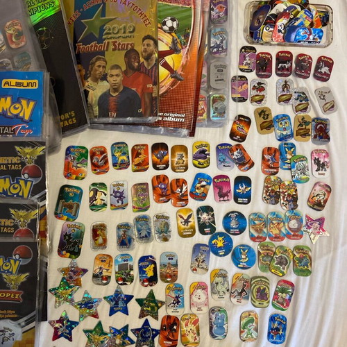 Collectible Pokemon and football tags used