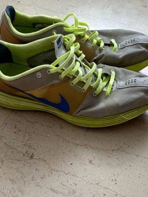 Nike Lunarace 45.5 used green and yellow athletic shoes