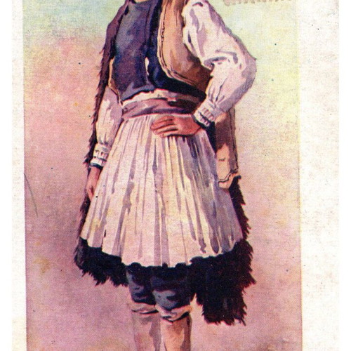 M3 1905 authentic postcard used with national costume theme