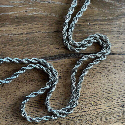 Unisex Rope Chain Necklace Stainless Steel New, Silver