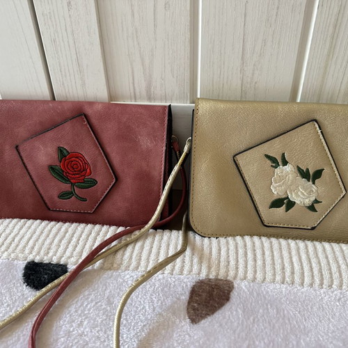 Vintage crossbody bags handmade, used, set of two in apple and gold