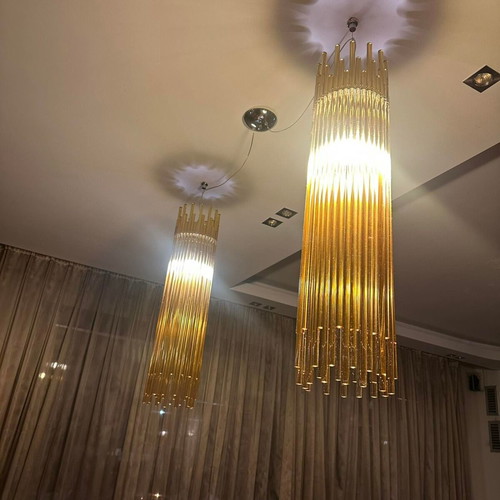 Vistosi Diadema Murano glass chandeliers like new, set of 5