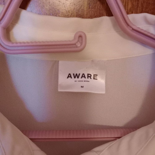 Aware women's shirt size M like new, white and beige