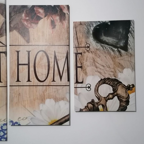 Canvas wall art set of 5 pieces like new, warm colors