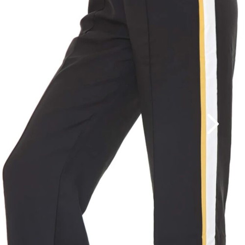 Pink Woman black cropped pants with stripe, like new