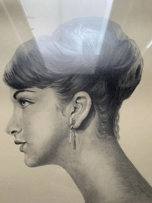Pencil drawing painting used, 45x48 cm with frame
