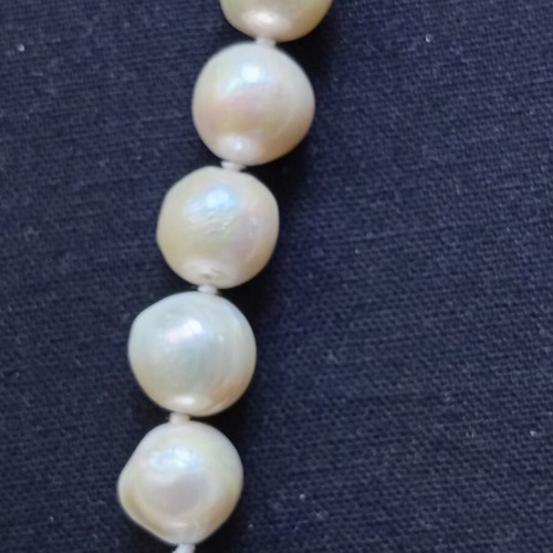 Italian necklace with natural pearls and silver 45 cm used