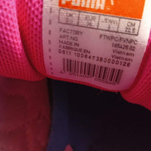 Puma girls' athletic sneakers size 36 like new, white-pink