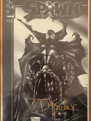 Spawn #1 Black & White Signed Todd McFarlane New with Art Print