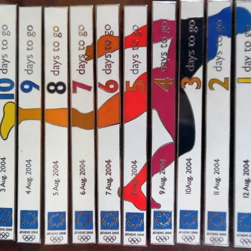 Pin puzzle Runner, countdown from 10 to 1 days before the Athens 2004 Games