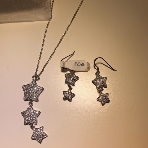 Fiorelli necklace and earrings set silver with zirconia new