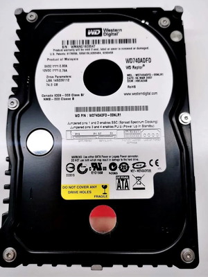 Σκληρός δίσκος Western Digital Raptor WD740ADFD 74GB μεταχειρισμένος, 10000 RPM, SATA