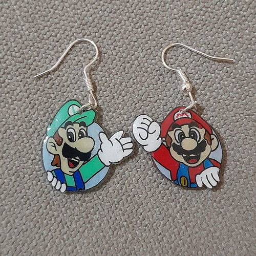 Super Mario Bros earrings handmade, new, shrink plastic