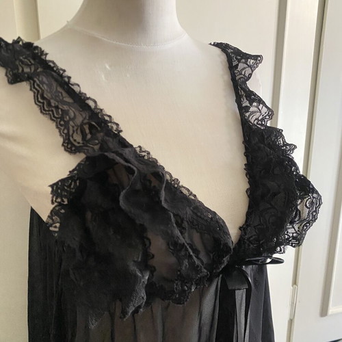 Black transparent babydoll lingerie nightdress one size new