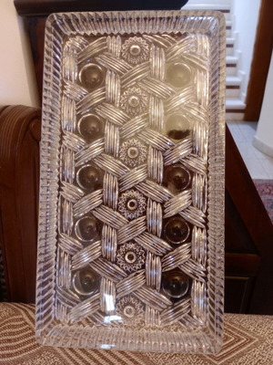 Crystal ornate heavy rectangular tray new