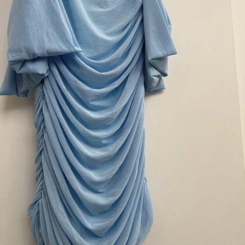 Romantic dress with ruching baby blue, new, fits small and medium