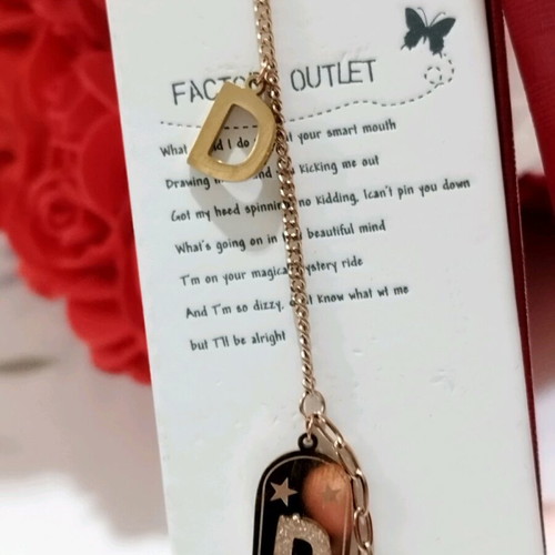 Stainless Steel Bracelet with Letter D and Infinity New, Gold Color