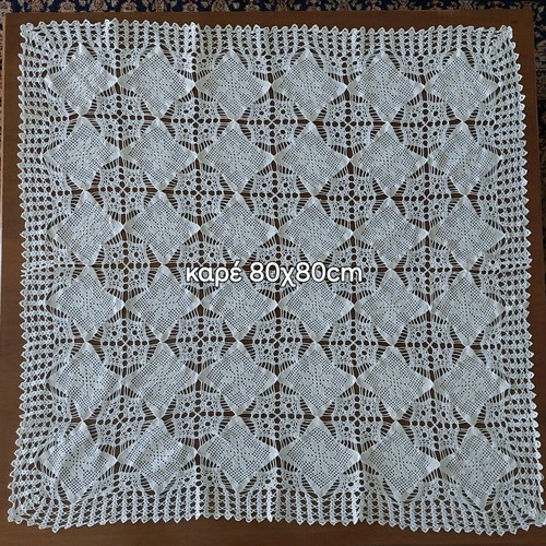 Set of white crochet tablecloth and square 170x170cm and 80x80cm new