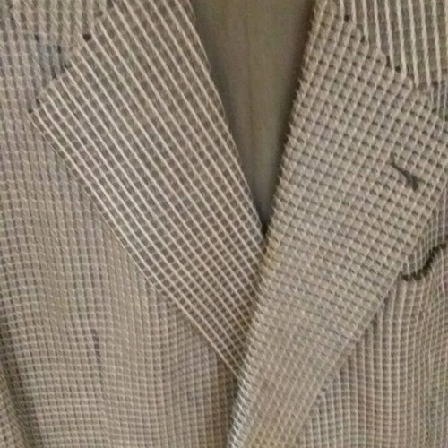 Men's checked wool jacket and olive brown trousers used
