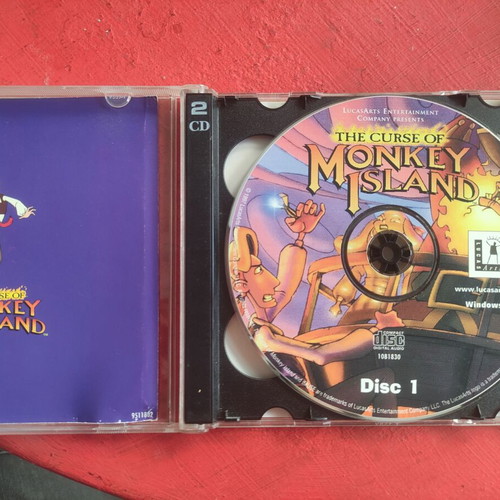 The Curse of The Monkey Island PC game CD used, 2 CDs with jewel case