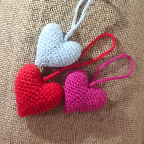 Heart keychain like new handmade crochet