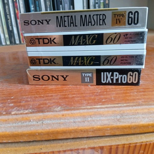 Sealed audio cassette tapes pack of 4, type IV and II metal