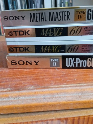 Sealed audio cassette tapes pack of 4, type IV and II metal