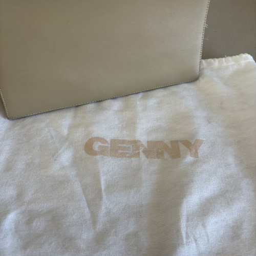 Genny leather handbag used with bone handle, beige