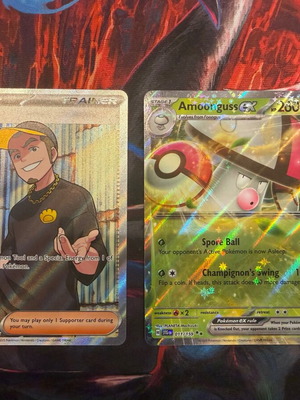 Amoonguss ex and Ruffian ex Pokemon cards, Journey Together