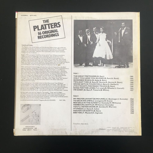 The Platters 16 Original Recordings LP like new, R&B / Soul