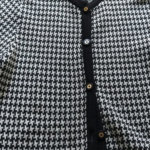 Knitted wool cardigan pied de poule used, women's size L