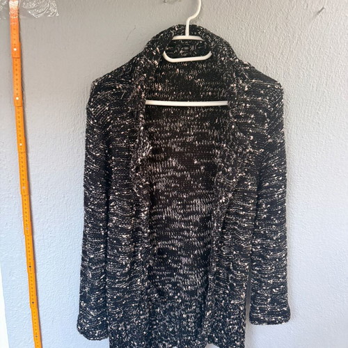 Women's knitted cardigan black with beige details like new