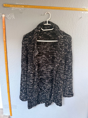 Women's knitted cardigan black with beige details like new