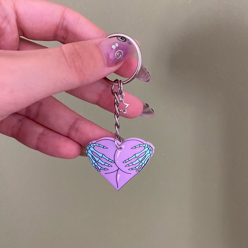 Handmade gothic Halloween keychain new, colorful silver