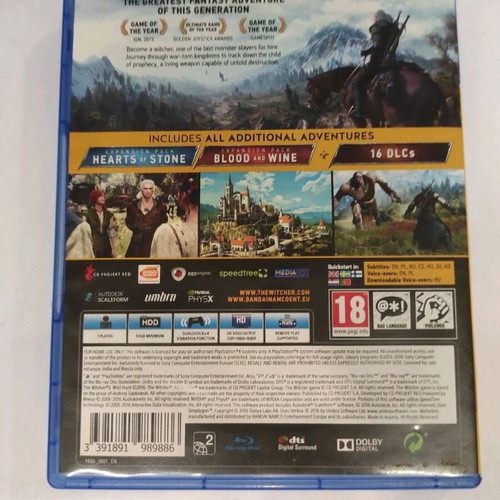 The Witcher Wild Hunt PS4 game used