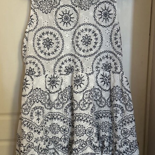 White eyelet embroidered cotton dress, fits small to medium