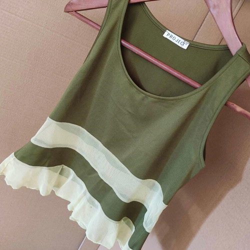 Project khaki sleeveless top used, size Small
