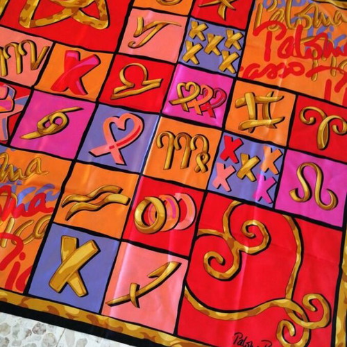 Scarf Paloma Picasso original 87/87 cm new, red colorful