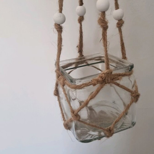Decorative hanging glass and rope new