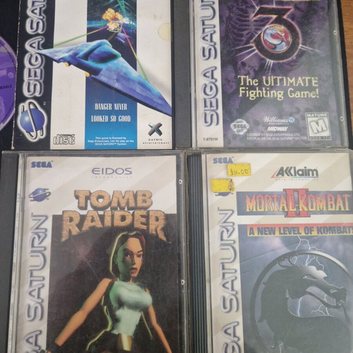 Sega Saturn console used with 6 games and one controller bundle