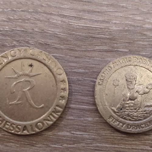 Greek casino tokens used, pack of 3, 50 drachma