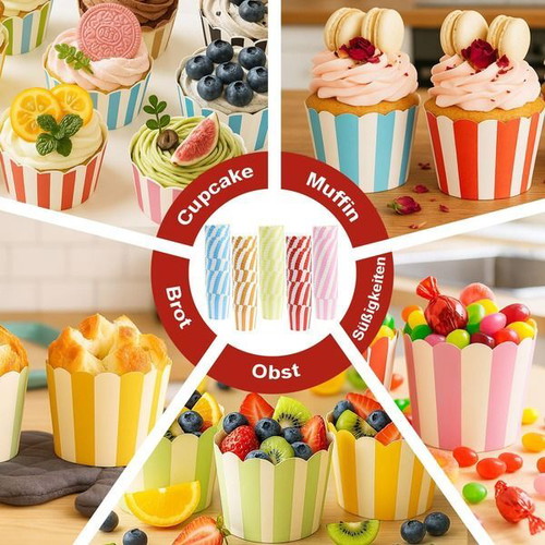 Paper muffin cups, 140 pcs, 5 colors