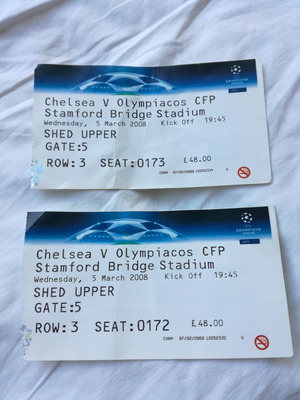 Chelsea - Olympiacos tickets used, set of 2