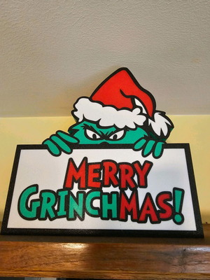 Φωτιζόμενη επιγραφή Merry Grinchmas με 3D εκτύπωση και USB τροφοδοσία