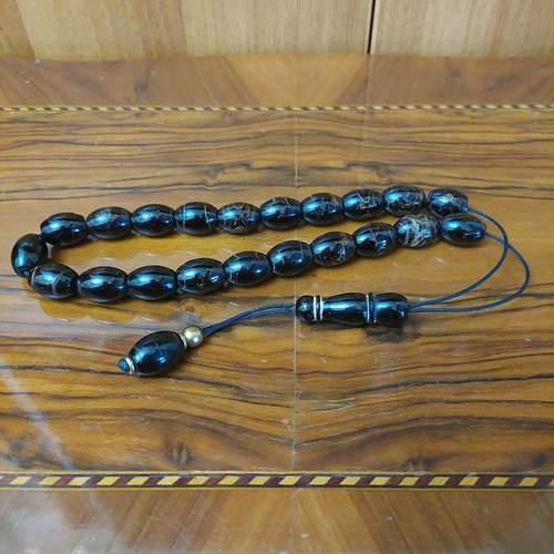 Yiousouri Worry Beads (Black Coral) New with 21+1 Beads and Papa