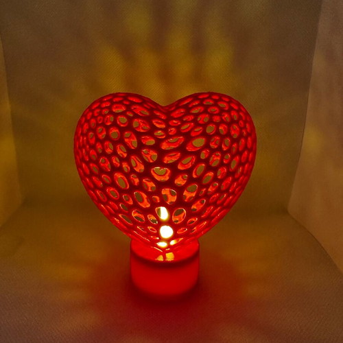 Decorative heart lamp with LED tealight new, 3D printed design