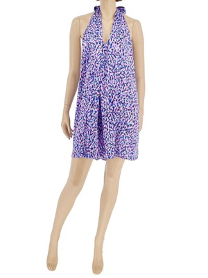 Viscose short dress new, purple and multicolor, sizes S/M and L/XL