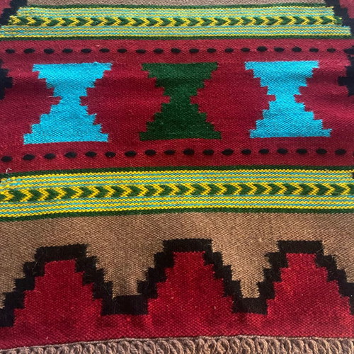 Handmade wool embroidered rug new, woven on loom